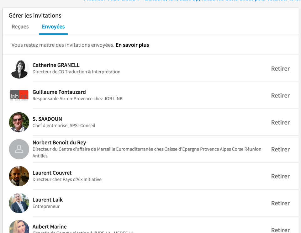 Comment voir mes invitations envoyées dans Linkedin